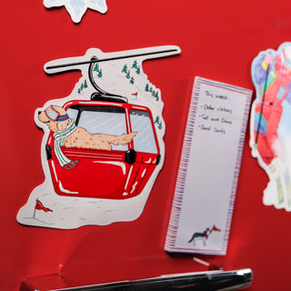 Golden Dog Ski Gondola Fridge Card