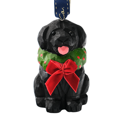 Black Lab Hand-Carved Ornament