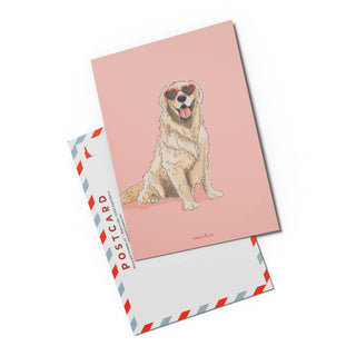Golden Pink Heart Eyes Postcard