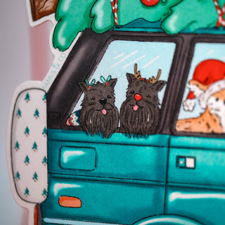 Dogs Car Tree Fridge Card