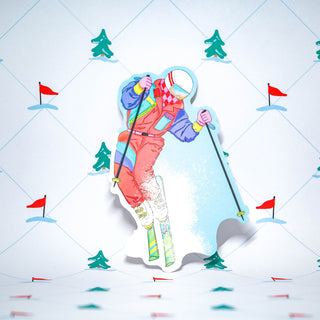 Hanni the Retro Skier Fridge Card