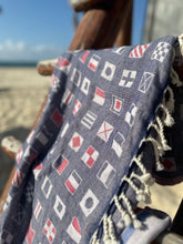 Load image into Gallery viewer, Nautical Flags Turkish Beach Towel (8288413745438)