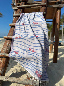 Lobster n' Waves Turkish Beach Towel (8288409747742)