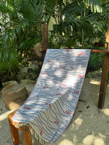 Lobster n' Waves Turkish Beach Towel (8288409747742)