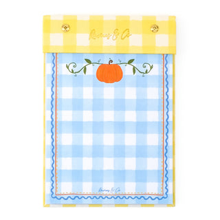 Pumpkin Gingham Linen Notepad