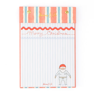 Santa in PJs Linen Notepad