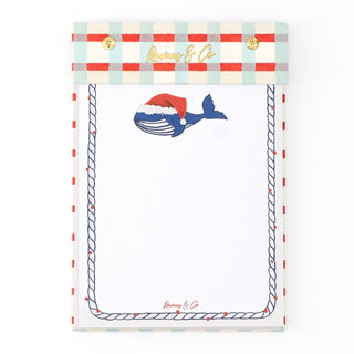 Santa Whale Linen Notepad