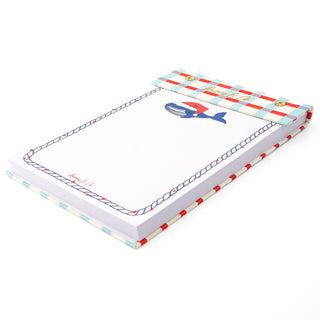 Santa Whale Linen Notepad