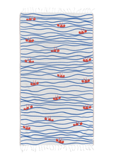 Load image into Gallery viewer, Lobster n&#39; Waves Turkish Beach Towel (8288409747742)
