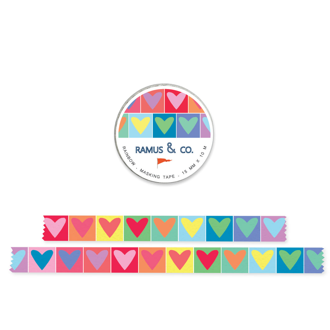 Rainbow Hearts Masking Tape (8930414559518)