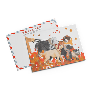 Fall Dog Walk Postcard