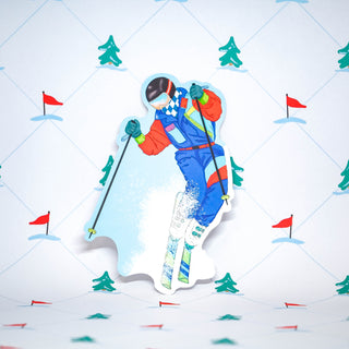 Ollie the Retro Skier Fridge Card