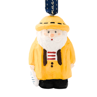 Santa Fisherman Hand-Carved Ornament