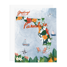 Load image into Gallery viewer, Florida Map Greetings From Paradise - Ramus and Company, LLC (4417003552830)